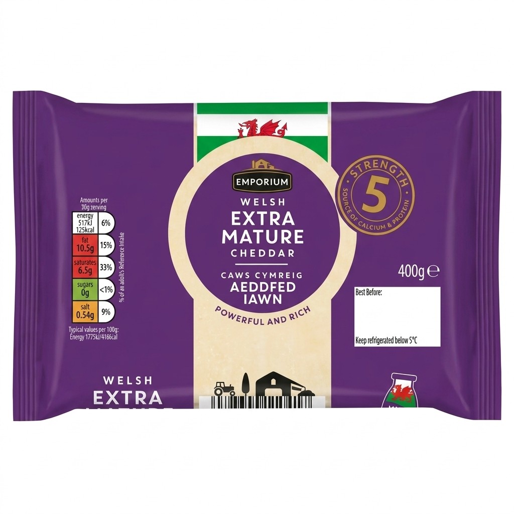 Emporium Welsh Extra Mature Cheddar 400g