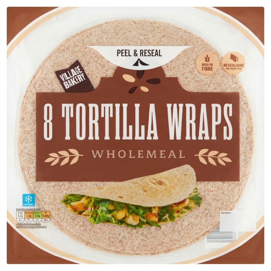 Village Bakery Wholemeal Tortilla Wraps 496g
