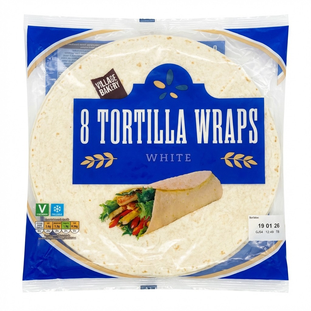 Village Bakery 8 Tortilla Wraps White 496g