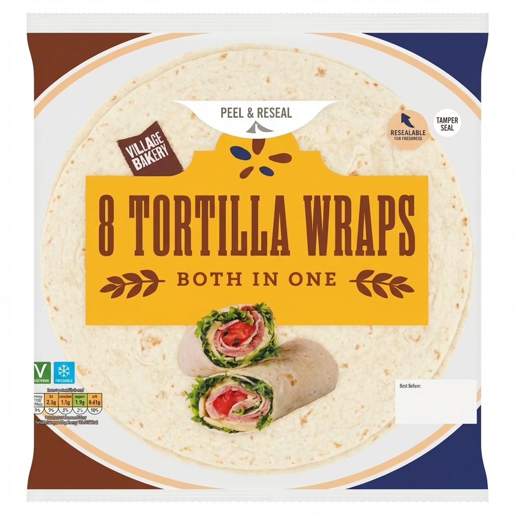 Village Bakery 8 Tortilla Wraps 496g
