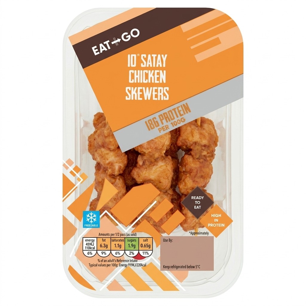 Eat + Go Satay Chicken Skewers 100g