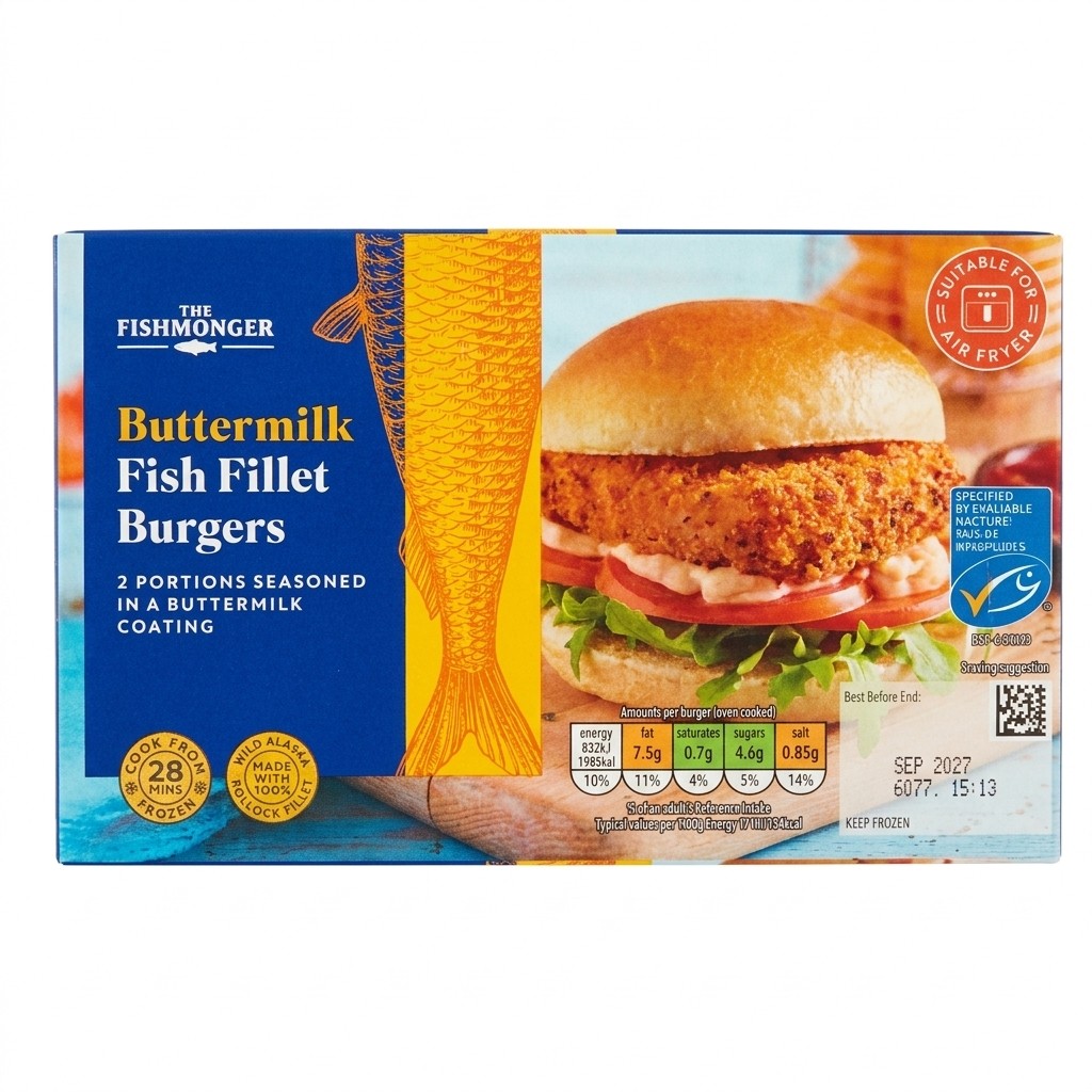 The Fishmonger Buttermilk Fish Fillet Burgers 227g