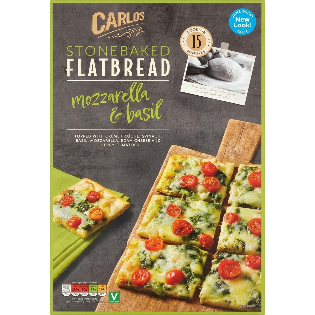 Carlos Stonebaked Flatbread Mozzarella & Basil 375g