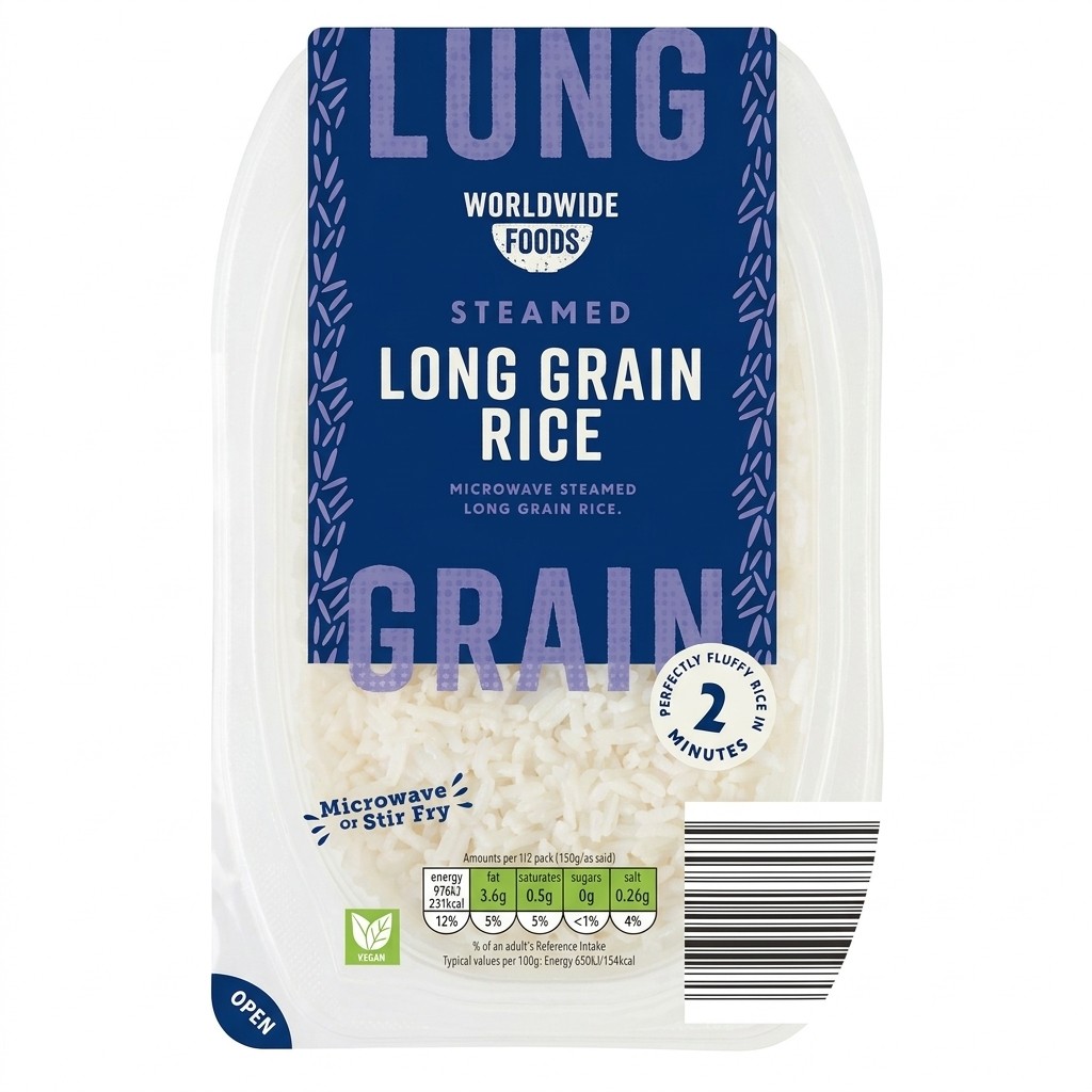 Worldwide Foods Steamed Long Grain Rice 300g