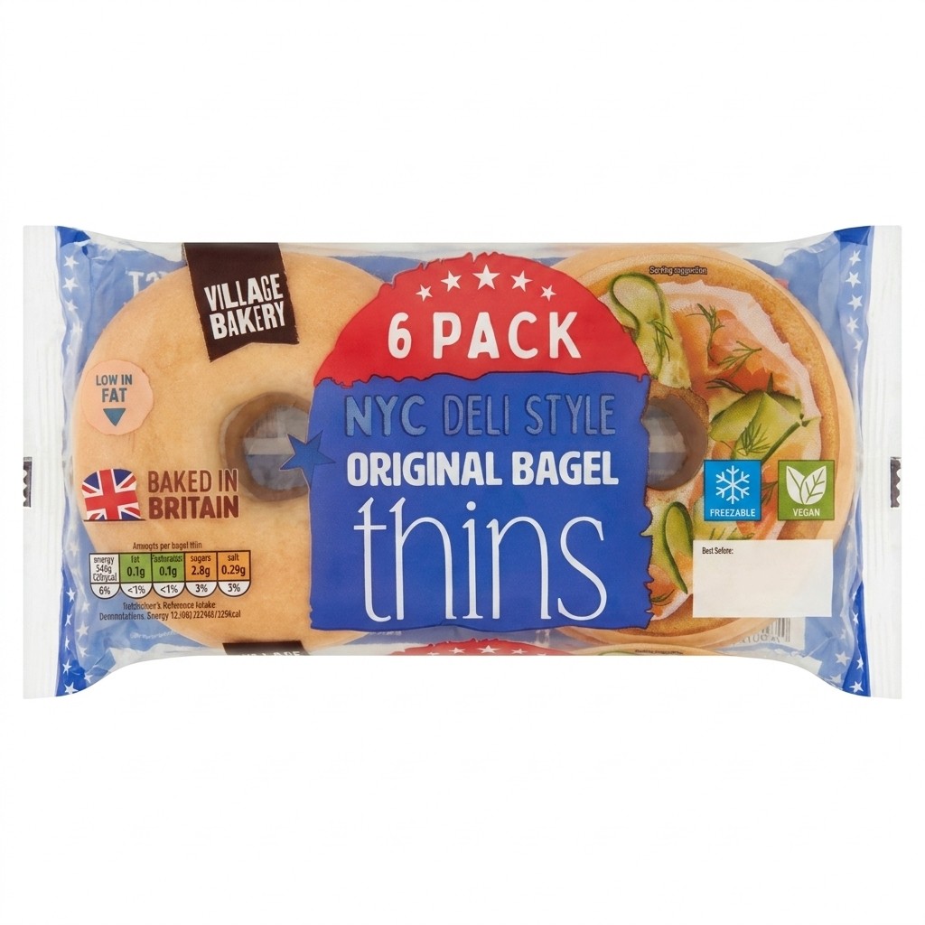 Village Bakery NYC Deli Style Original Bagel Thins 6pcs