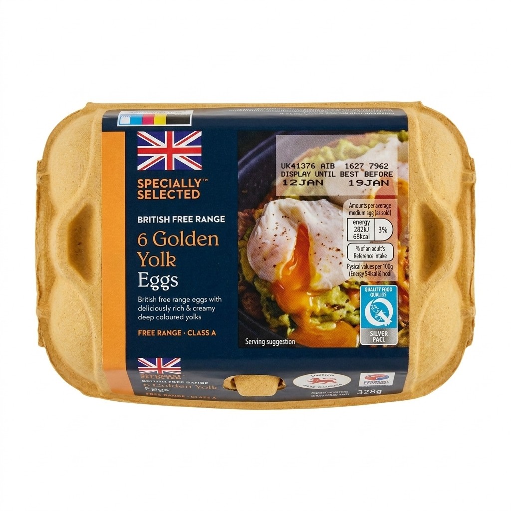 Specially Selected British Free Range 6 Golden Yolk Eggs 328g
