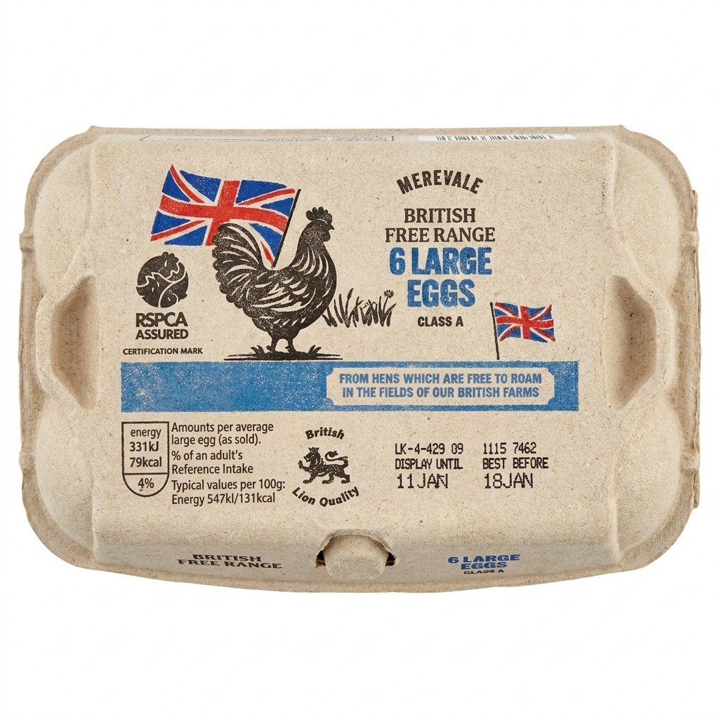 Merevale British Free Range 6 Large Eggs