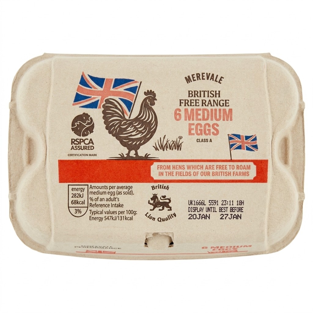 Merevale British Free Range 6 Medium Eggs