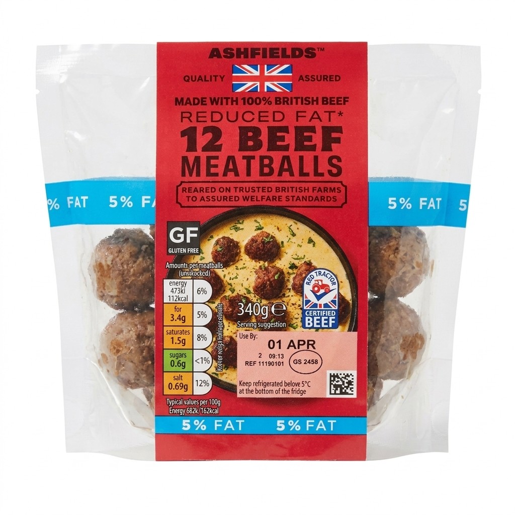 Ashfields Reduced Fat Beef Meatballs 340g