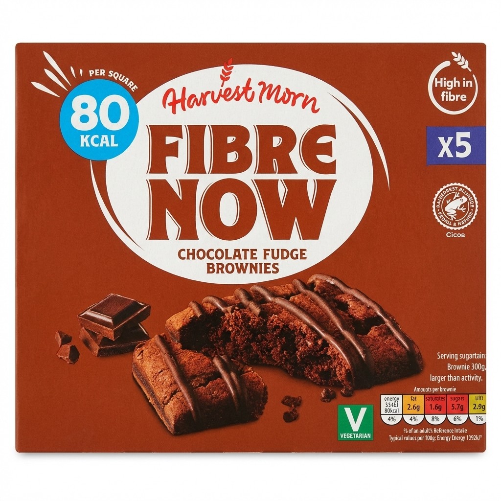 Harvest Morn Fibre Now Chocolate Fudge Brownies 120g