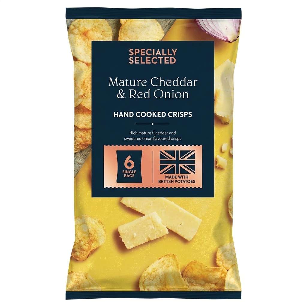 Specially Selected Mature Cheddar & Red Onion Crisps 150g