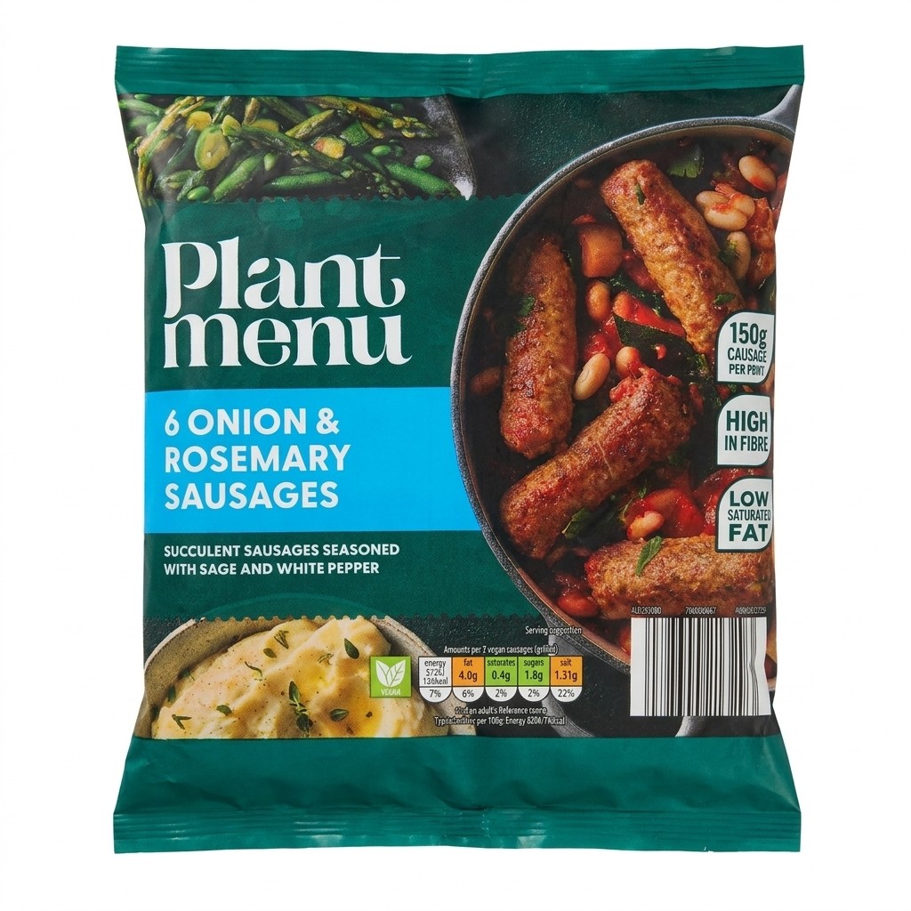 Plant Menu 6 Onion & Rosemary Sausages 300g