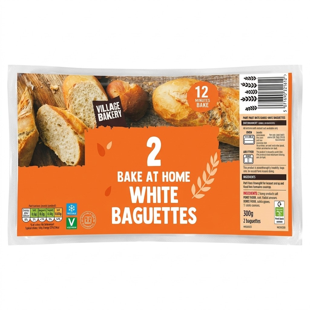 Village Bakery Bake at Home White Baguettes 300g