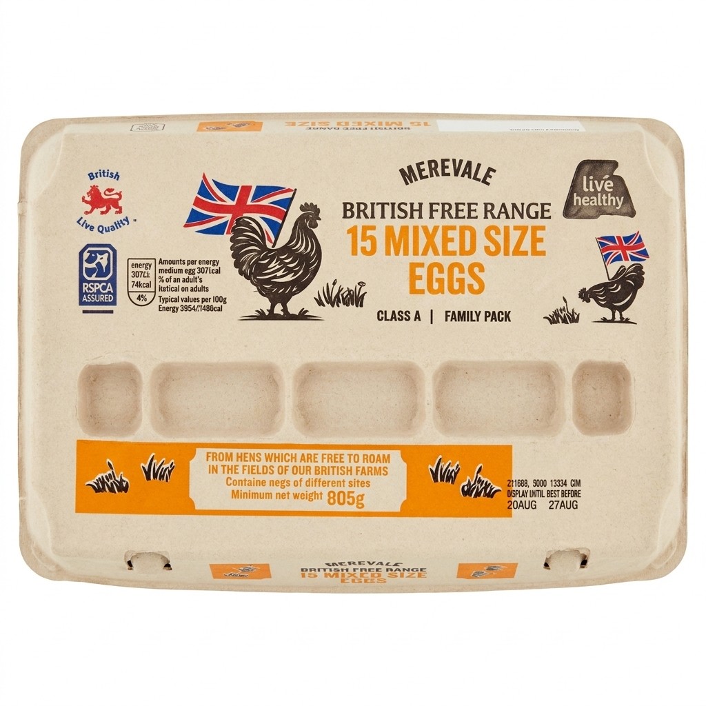 Merevale British Free Range 15 Mixed Size Eggs