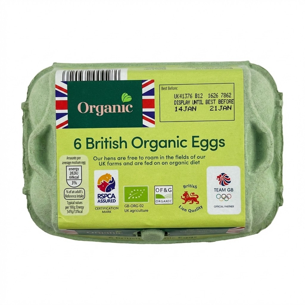 Organic 6 British Organic Eggs 328g