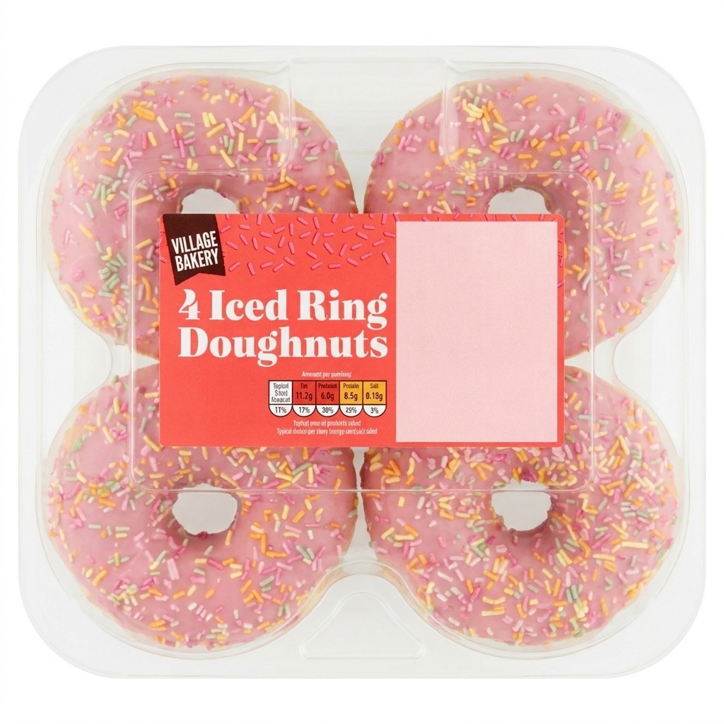 Village Bakery 4 Iced Ring Doughnuts