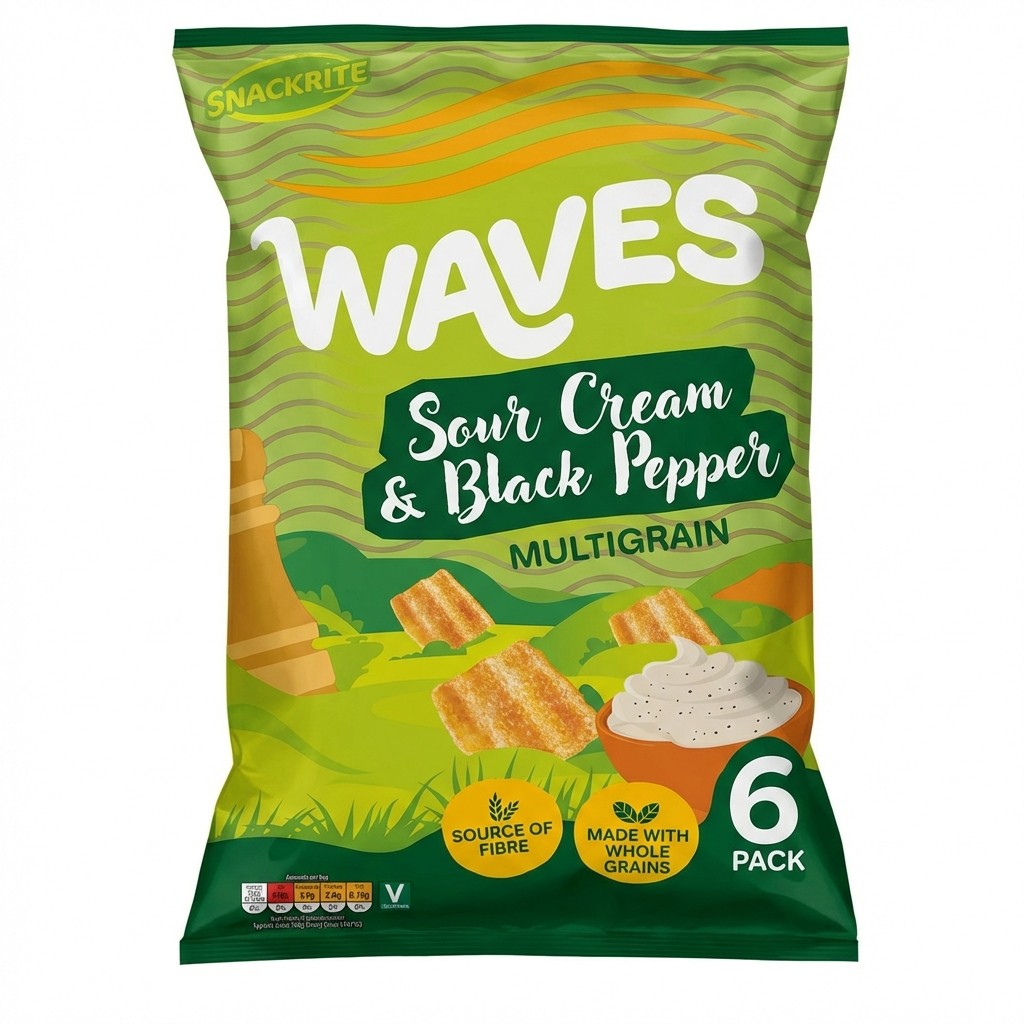 Snackrite Waves Sour Cream & Black Pepper 150g