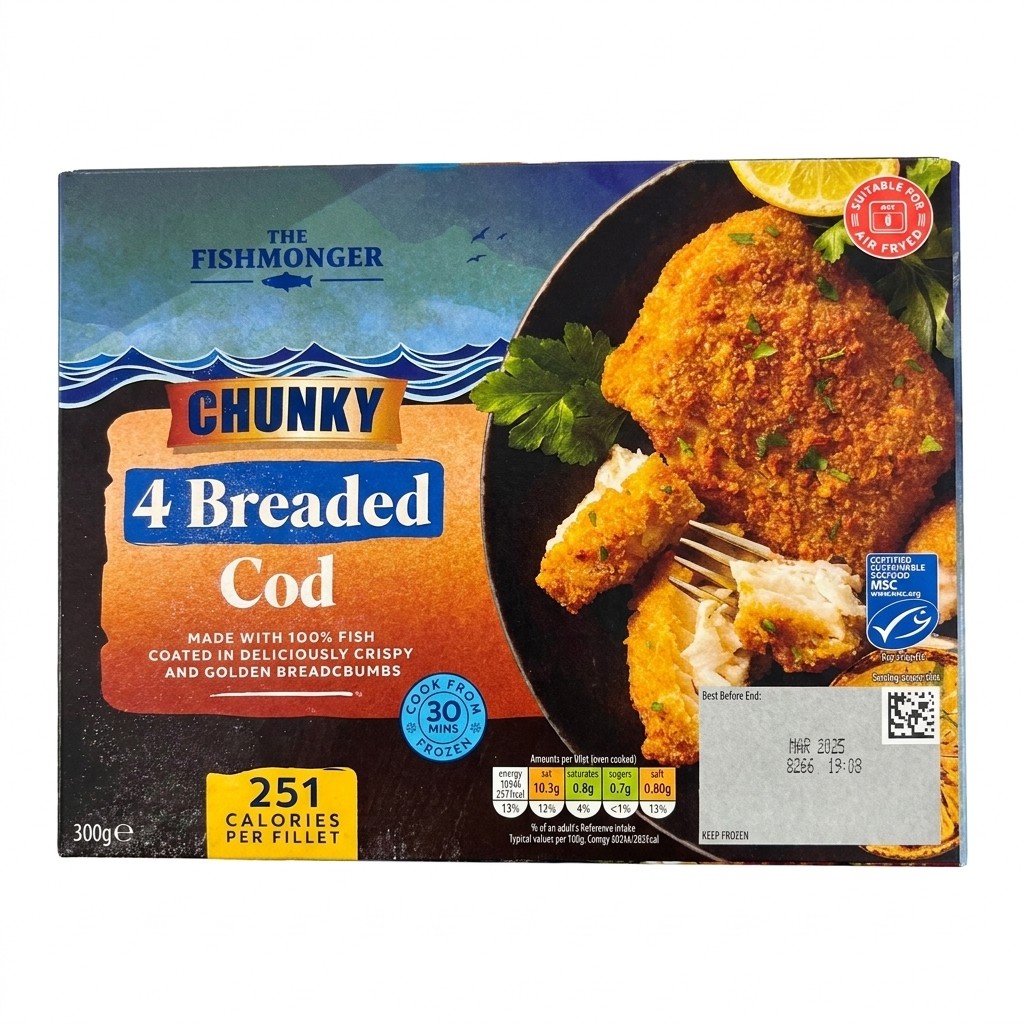 The Fishmonger Chunky 4 Breaded Cod 500g