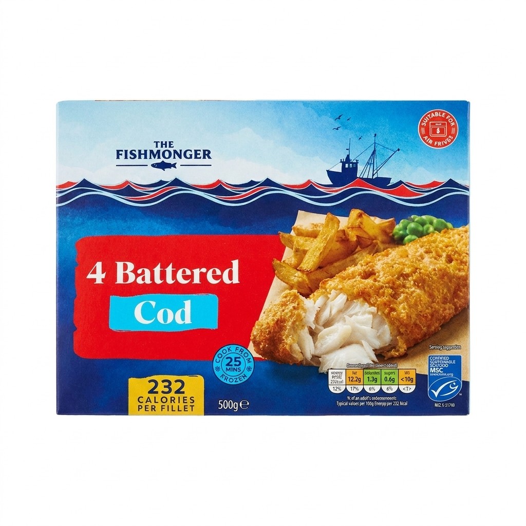The Fishmonger 4 Battered Cod 500g