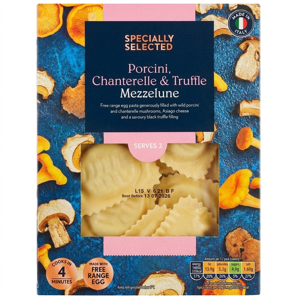 Specially Selected Porcini, Chanterelle & Truffle Mezzelune 250g