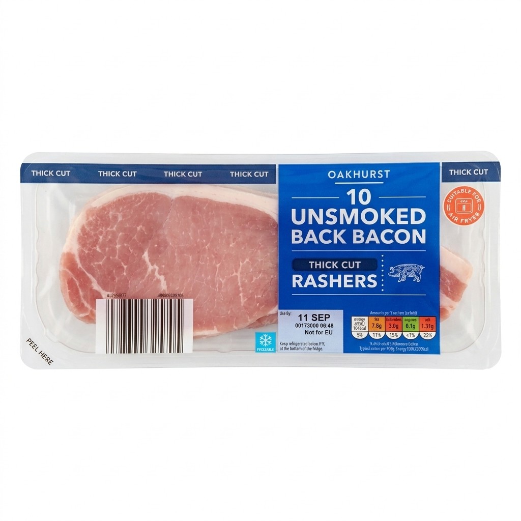 Oakhurst Unsmoked Back Bacon Rashers 360g