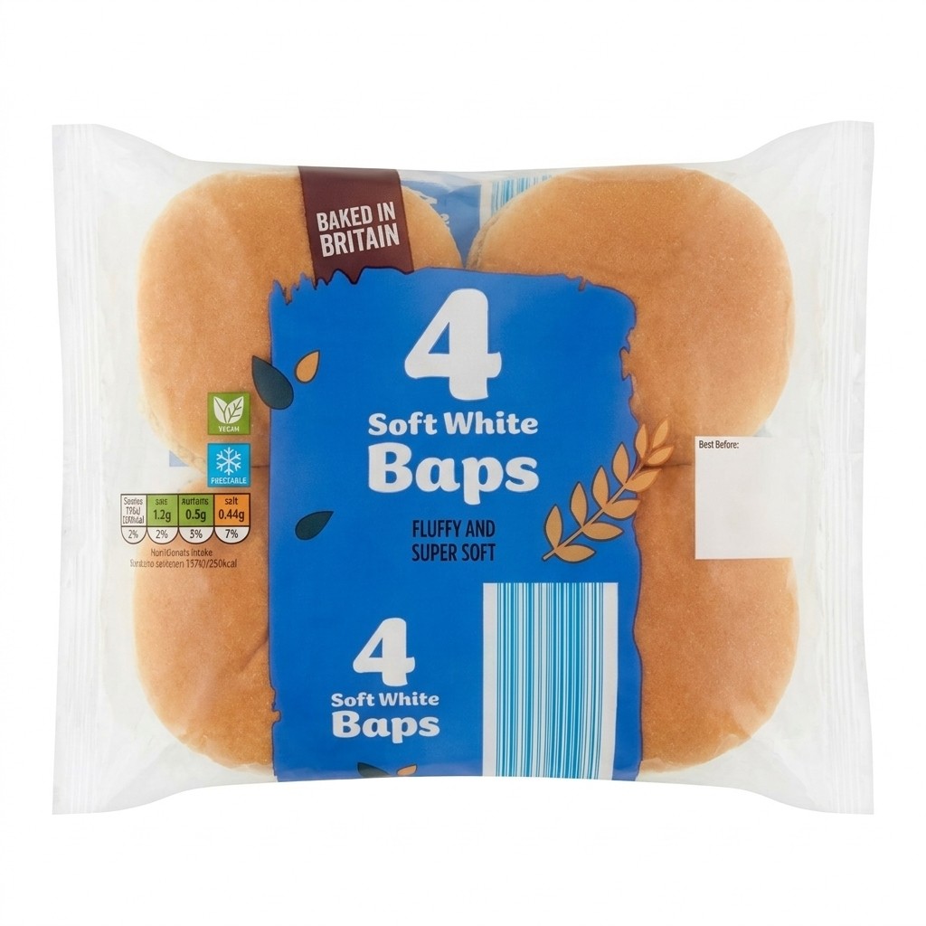 Aldi 4 Large White Bread Rolls