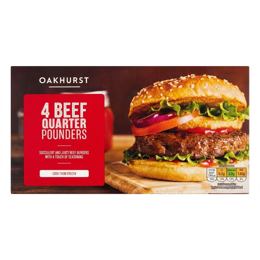 Oakhurst 4 Beef Quarter Pounders 454g