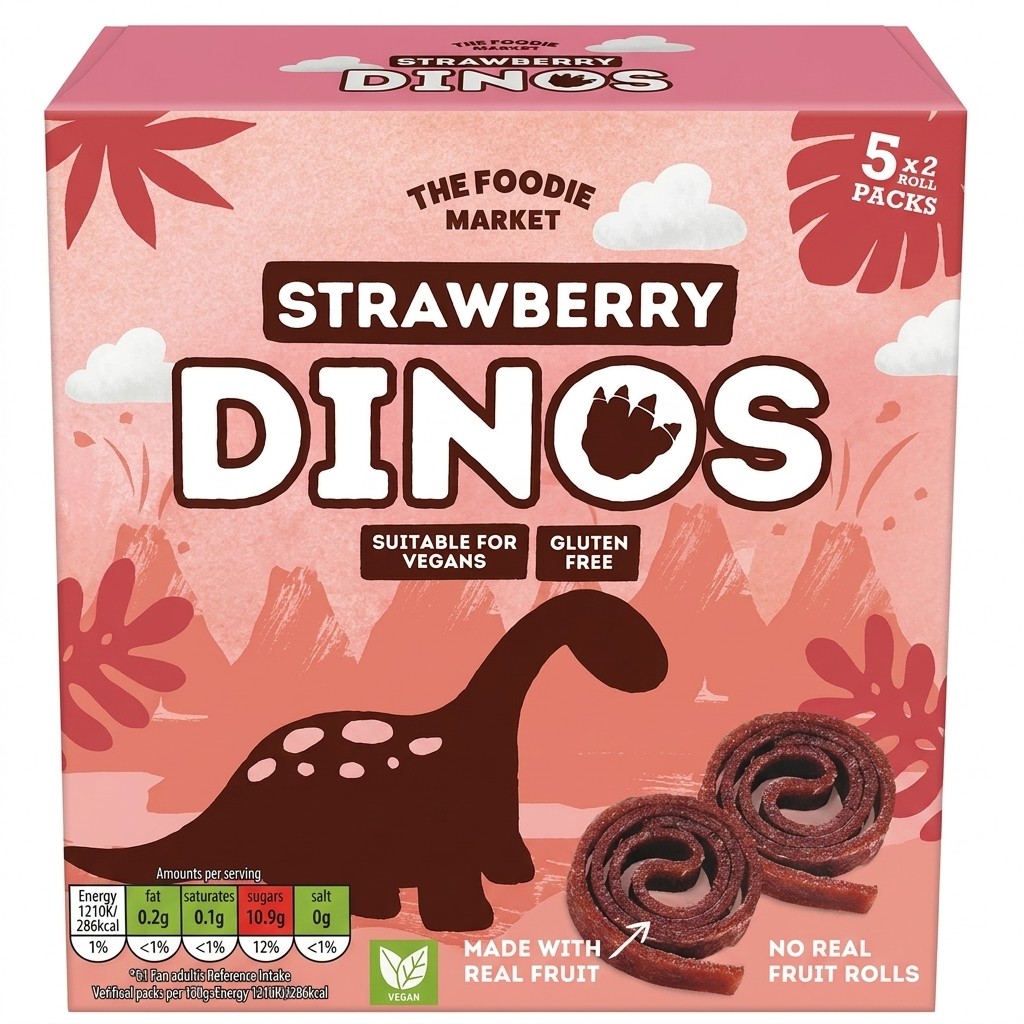 The Foodie Market Strawberry Dinos 100g