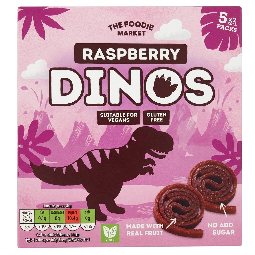 The Foodie Market Raspberry Dinos 100g