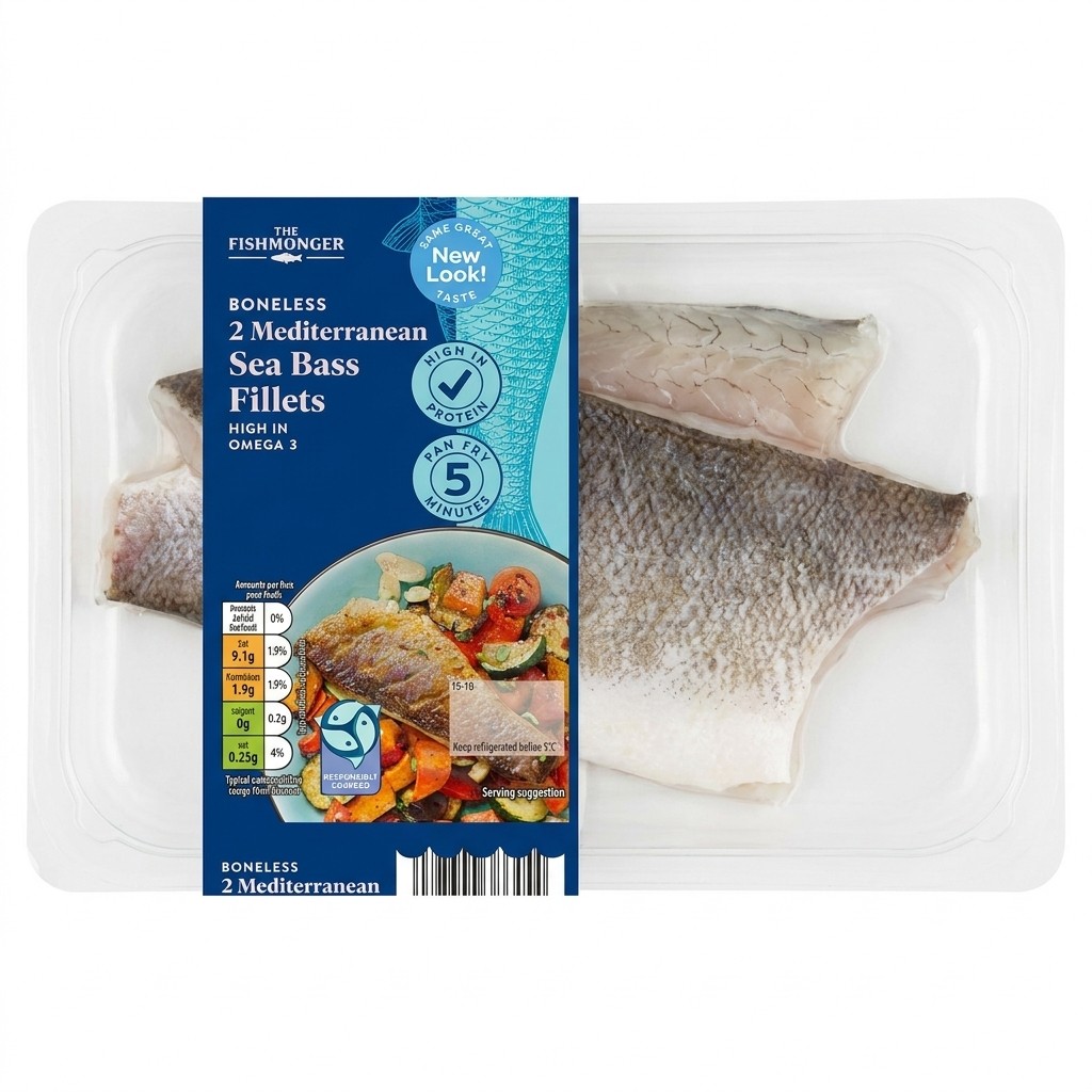 The Fishmonger Mediterranean Sea Bass Fillets 180g