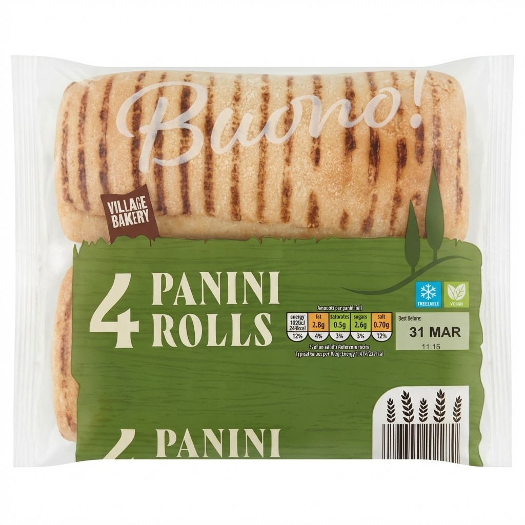 Village Bakery 4 Panini Rolls 360g