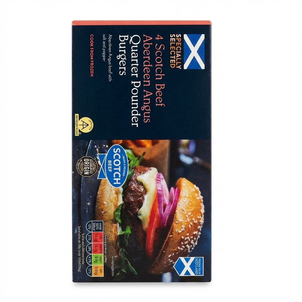 Specially Selected 4 Scotch Beef Aberdeen Angus Quarter Pounder Burgers 454g