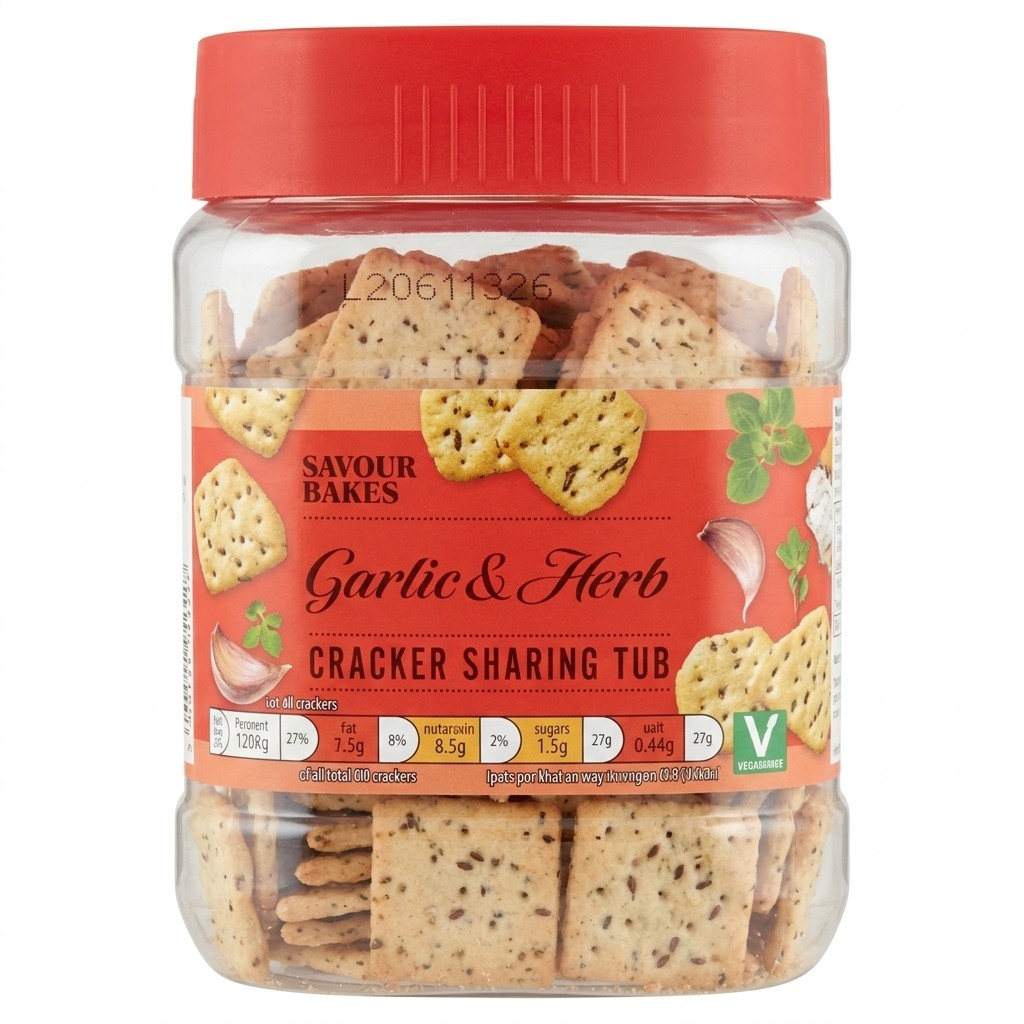 Savour Bakes Garlic & Herb Cracker Sharing Tub 250g