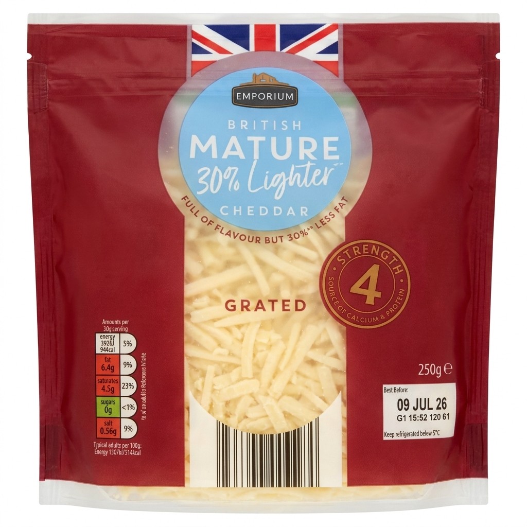 Emporium British Mature 30% Lighter Cheddar Grated 250g