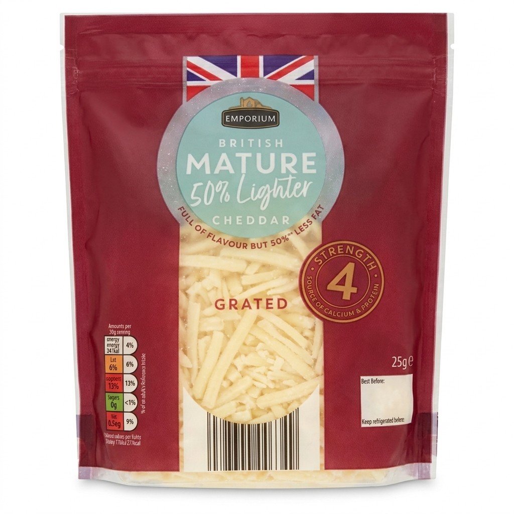 Emporium British Mature 50% Lighter Grated Cheddar 250g