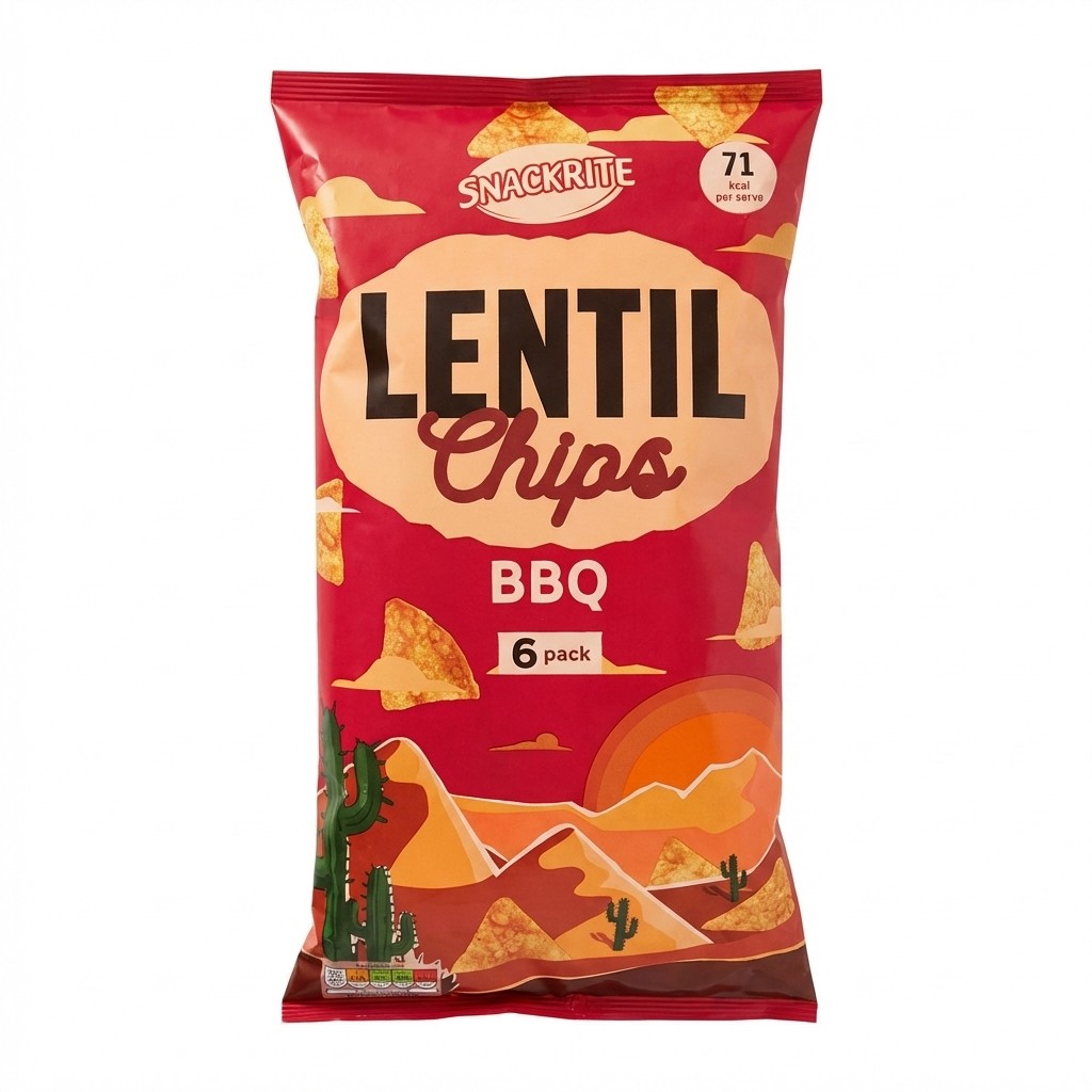 Snackrite Lentil Chips BBQ 6 pack