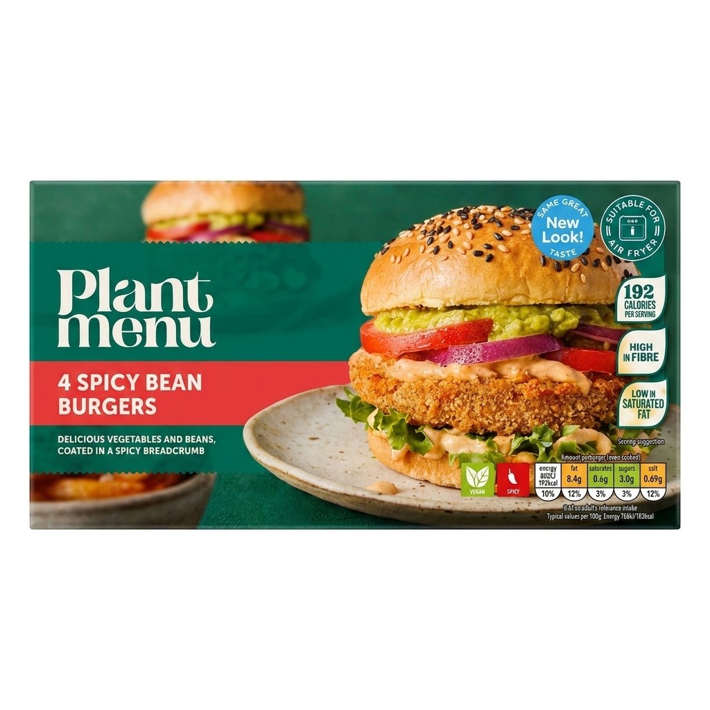 Plant Menu 4 Spicy Bean Burgers 454g