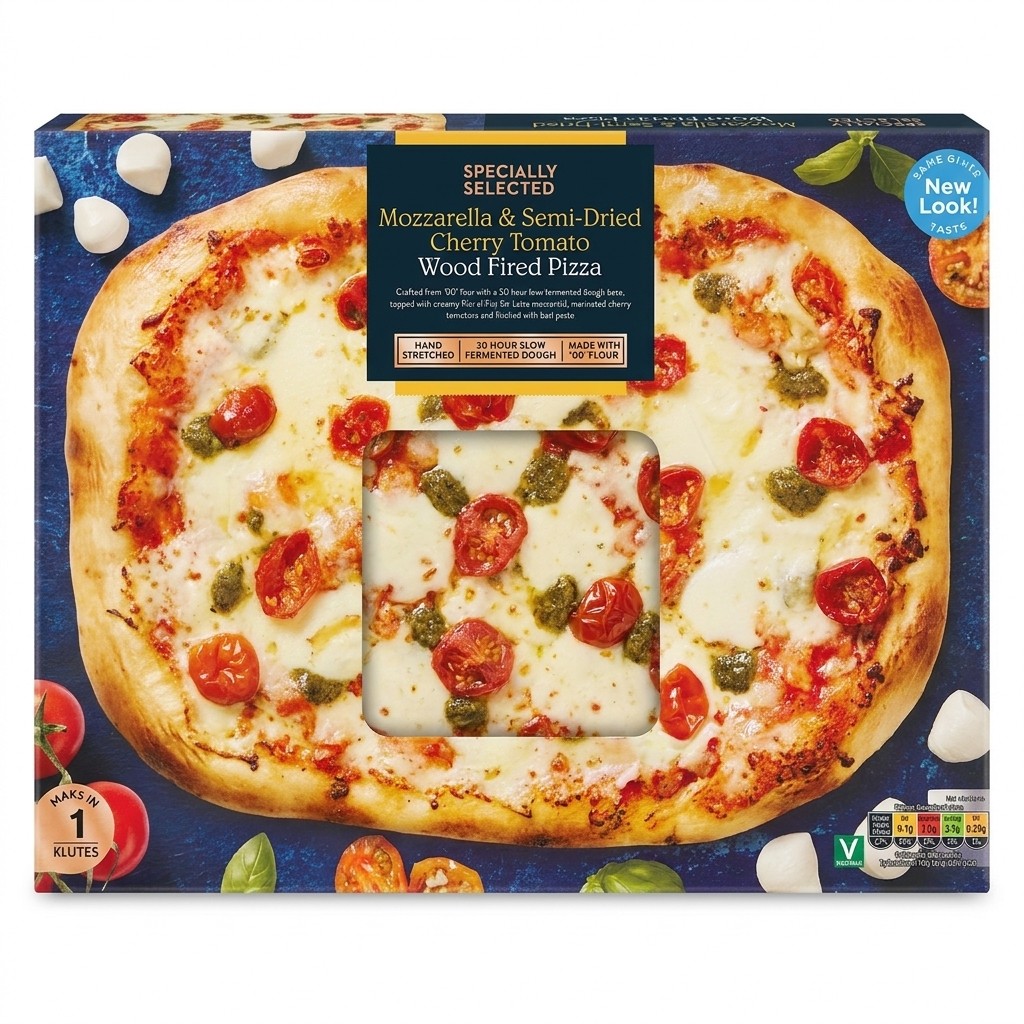 Specially Selected Mozzarella & Semi-Dried Cherry Tomato Wood Fired Pizza 490g