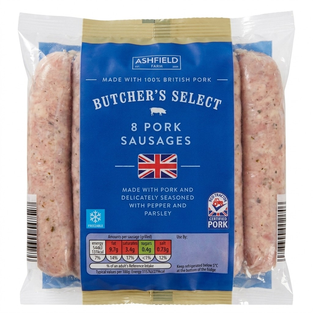 Ashfield Farm Butcher's Select Pork Sausages 454g