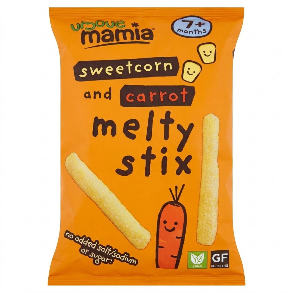 Mamia Sweetcorn and Carrot Melty Stix 16g