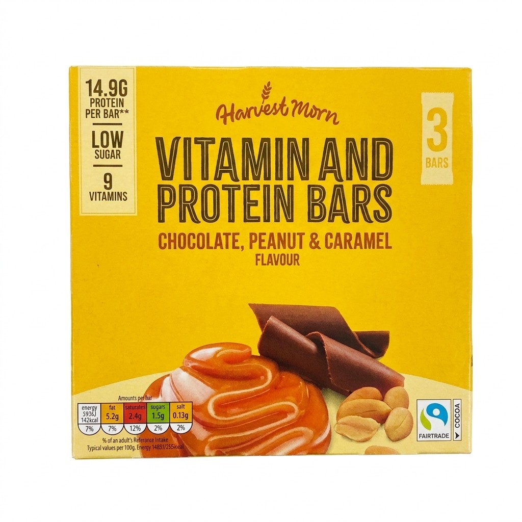 Harvest Morn Chocolate, Peanut & Caramel Protein Bars 3x40g