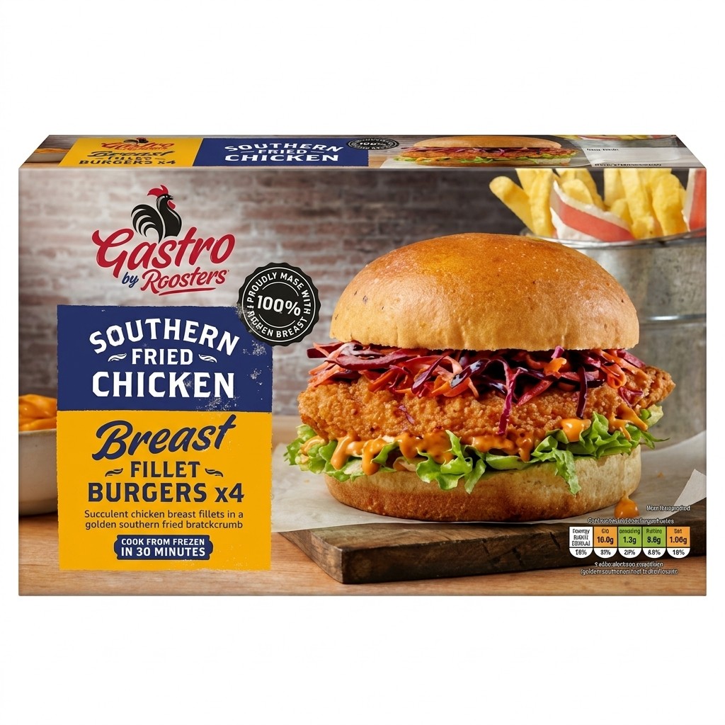 Gastro by Roosters Southern Fried Chicken Breast Fillet Burgers x4