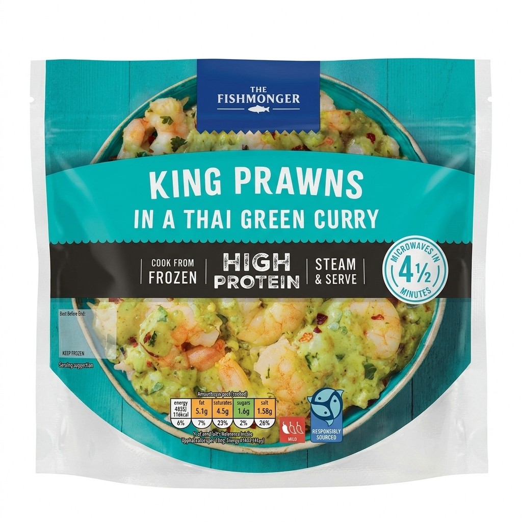 The Fishmonger King Prawns in a Thai Green Curry 138g