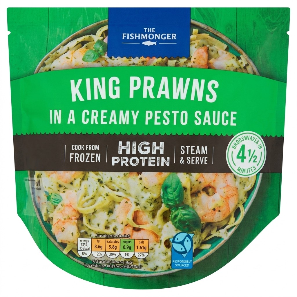 The Fishmonger King Prawns in Creamy Pesto Sauce 138g