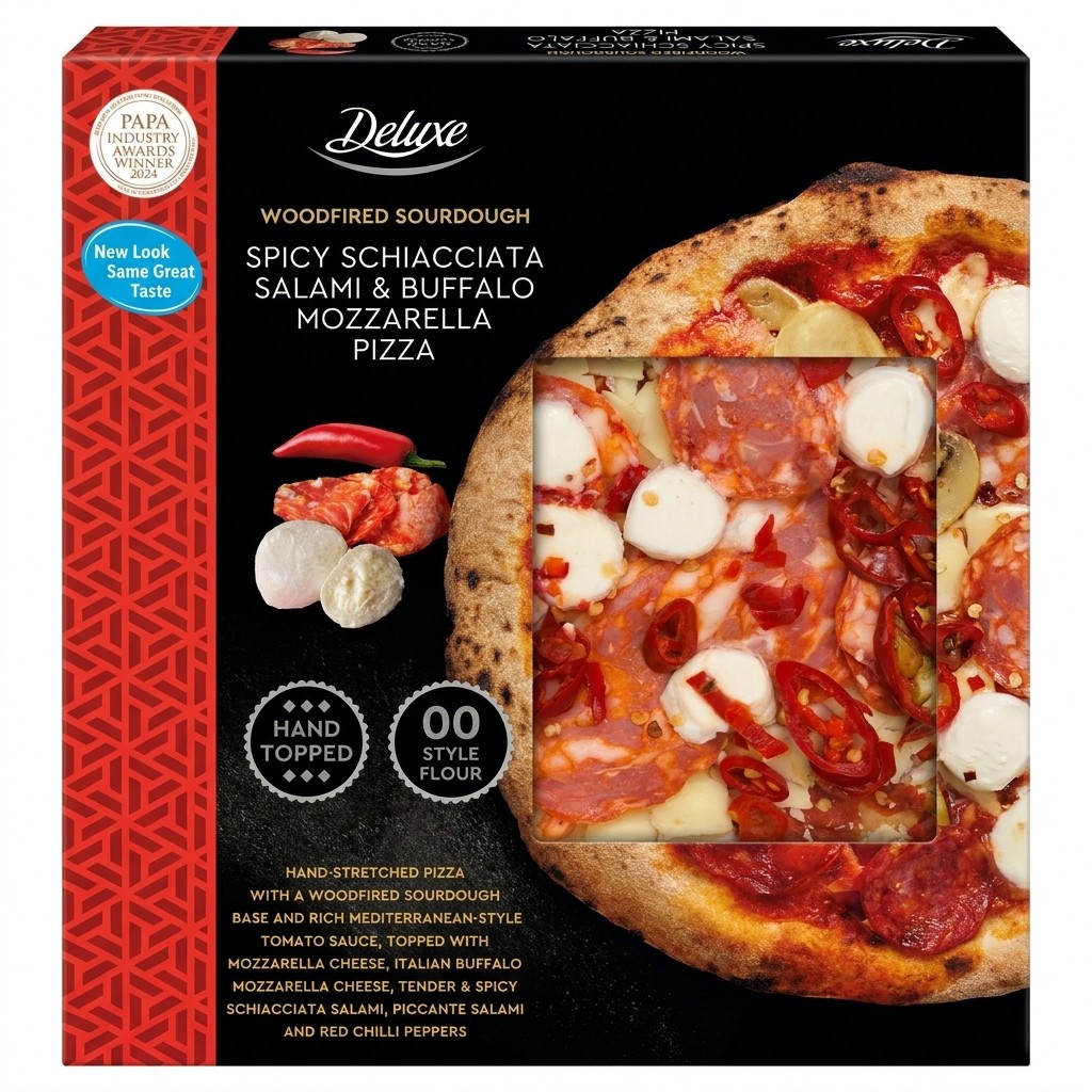 Deluxe Spicy Schiacciata Salami & Buffalo Mozzarella Pizza 493g