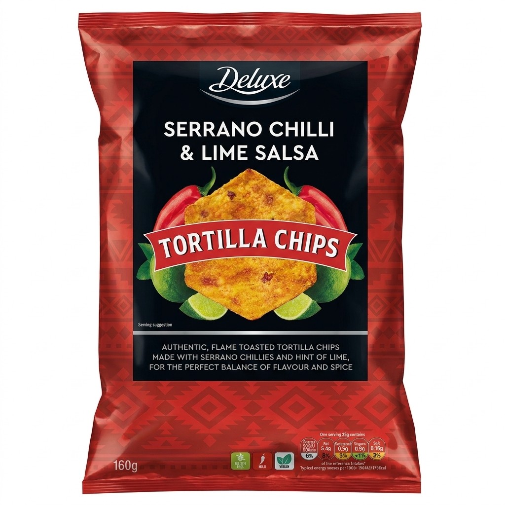 Deluxe Serrano Chilli & Lime Salsa Tortilla Chips 160g