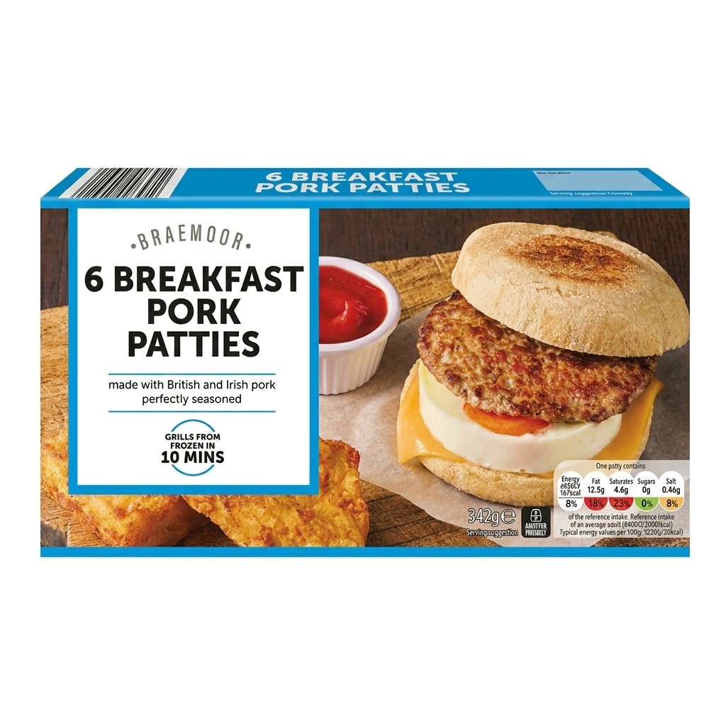Braemoor 6 Breakfast Pork Patties 342g