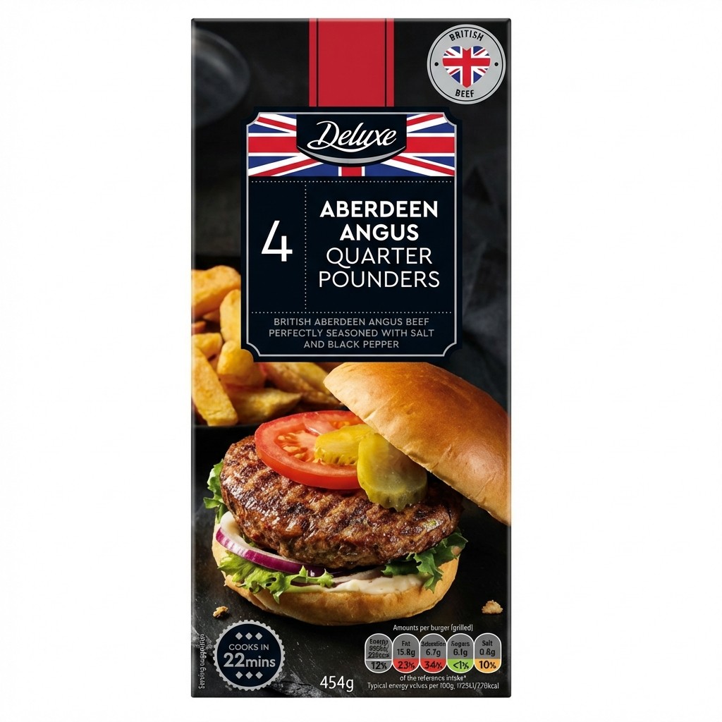 Deluxe Aberdeen Angus Quarter Pounders 454g