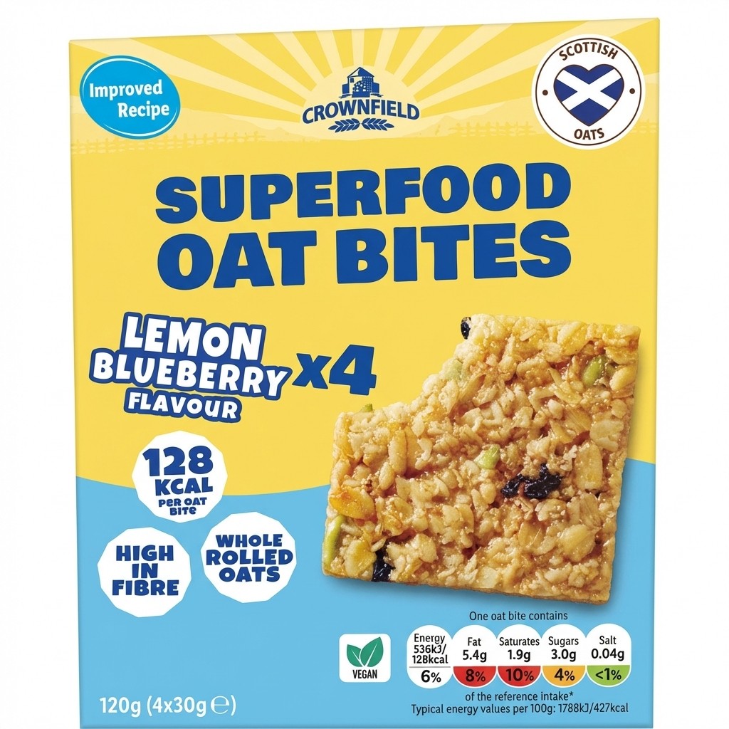 Crownfield Superfood Oat Bites Lemon Blueberry x4 120g