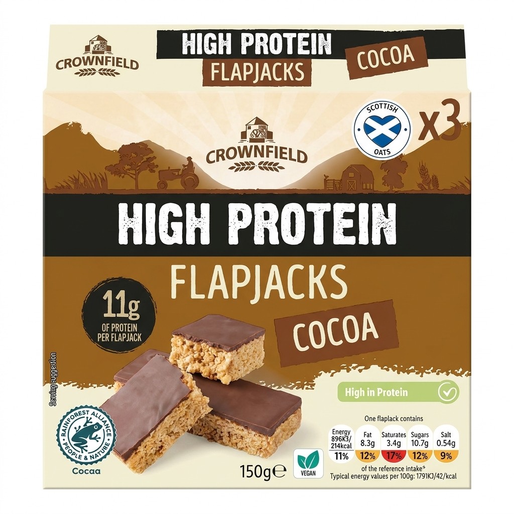 Crownfield High Protein Flapjacks Cocoa 150g